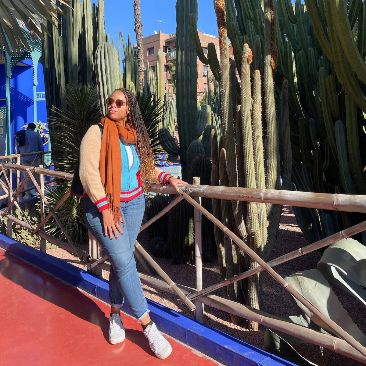Joy Poses in Jardin Marjorelle, Photo Credit: Joy