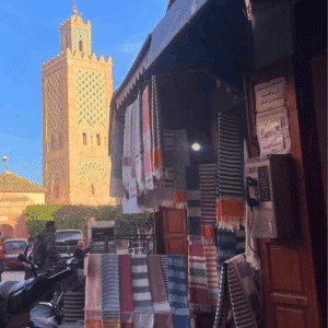 Scarves Hanging on Display in the Souks, Photo Credit: Joy Grant